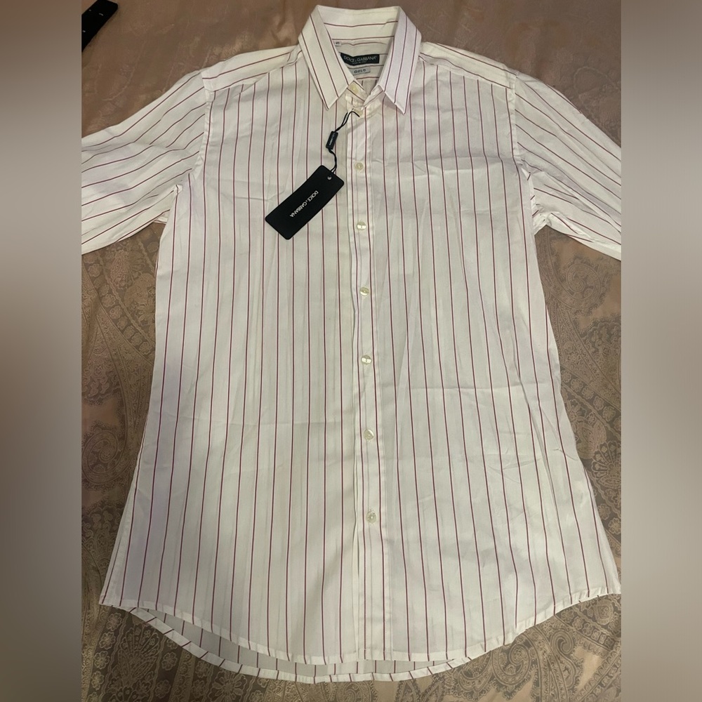 Dolce & Gabbana Gold Striped Shirt Sz 16/L